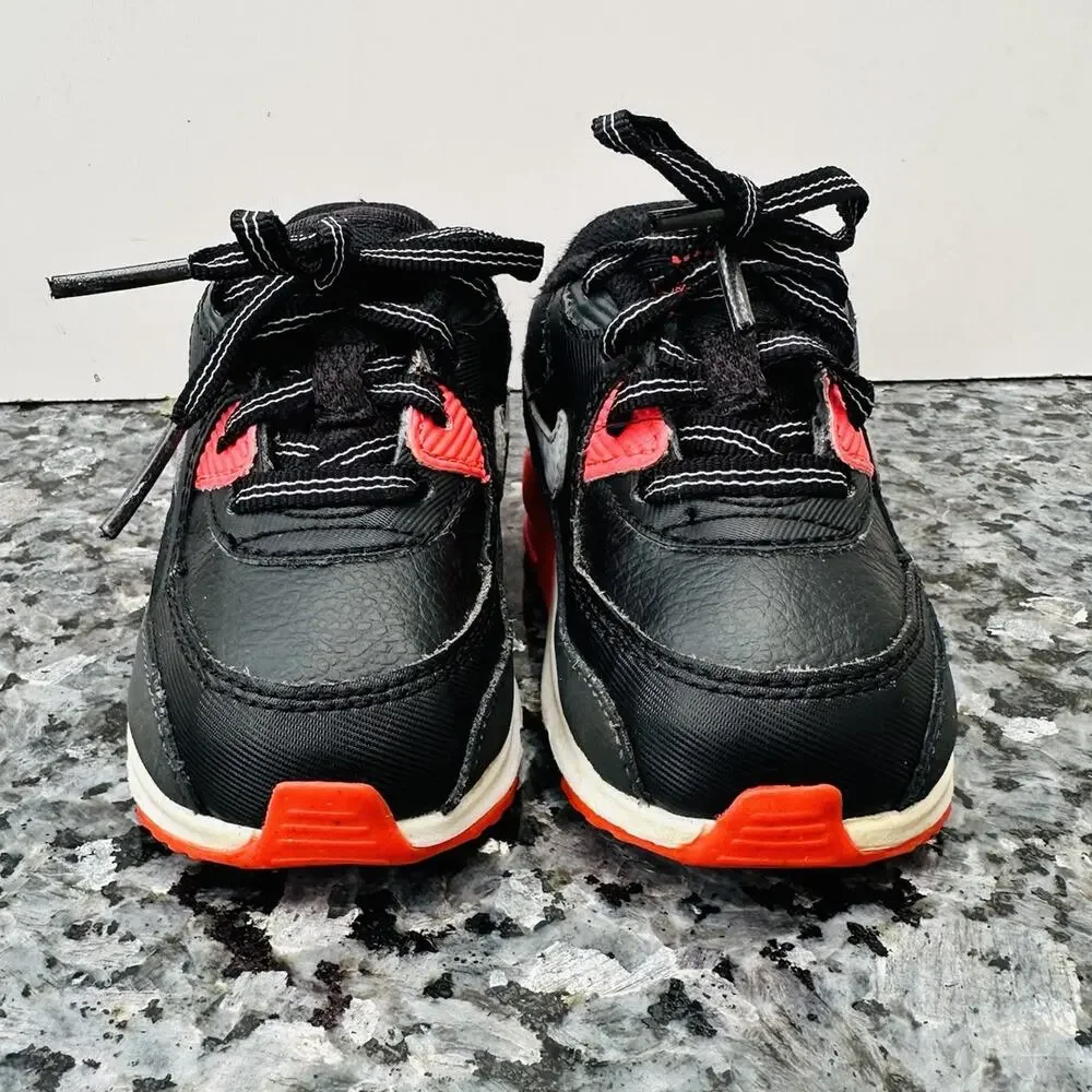 Nike Air Max 90 Toddler Sneaker US 4C Black Red Gray White